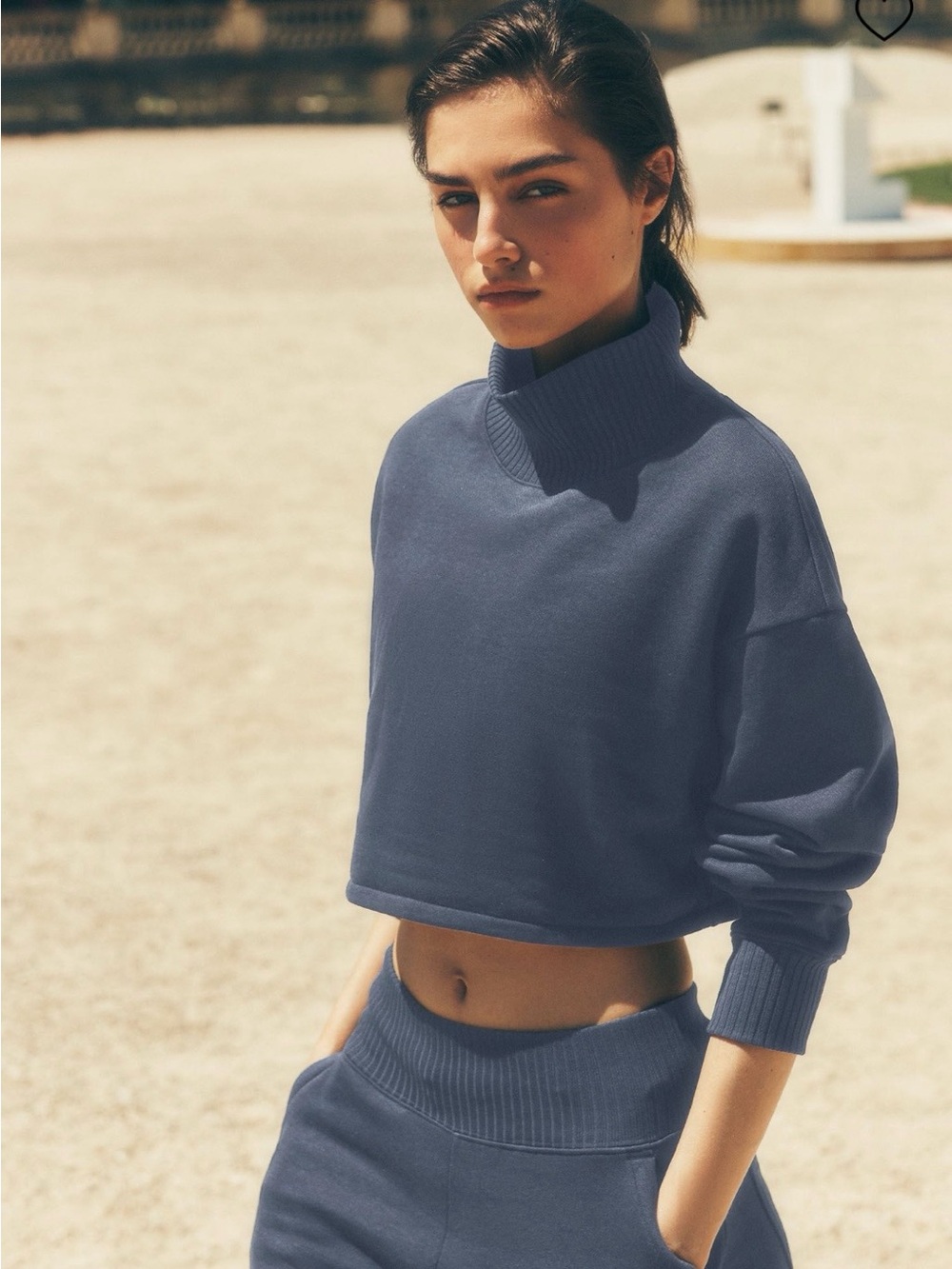 ALO Yoga Cropped Serenity Cover Up- Small Bluestone Blue